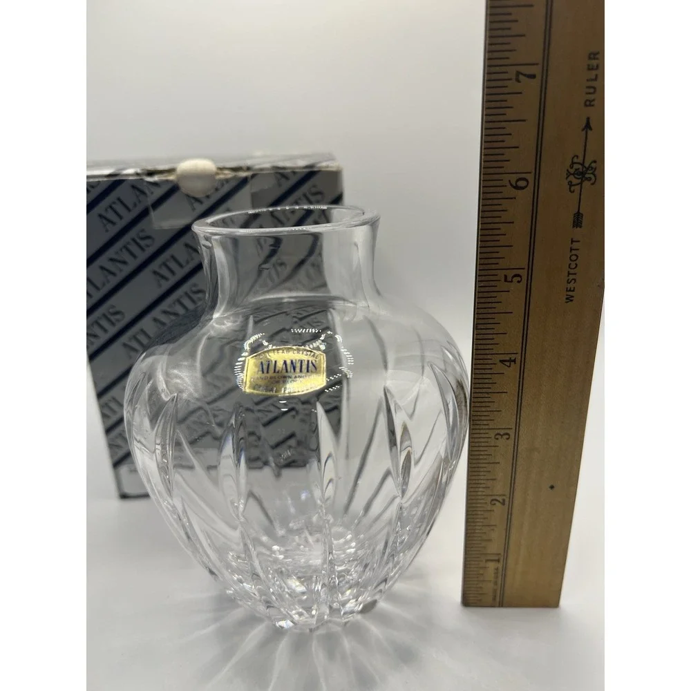 Vase Atlantis Cut Crystal Urn Bud Vase Vintage With Box